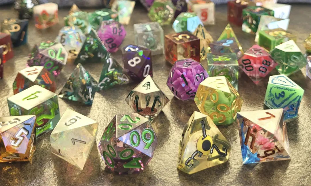 Assorted collectible resin dice hidden in jar candles